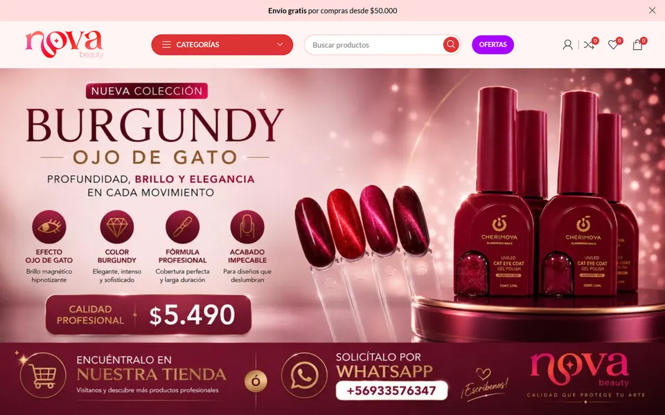 Portada del sitio novabeauty.cl